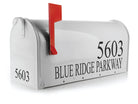 Custom mailbox decal with personalized house numbers for unique curb appeal.