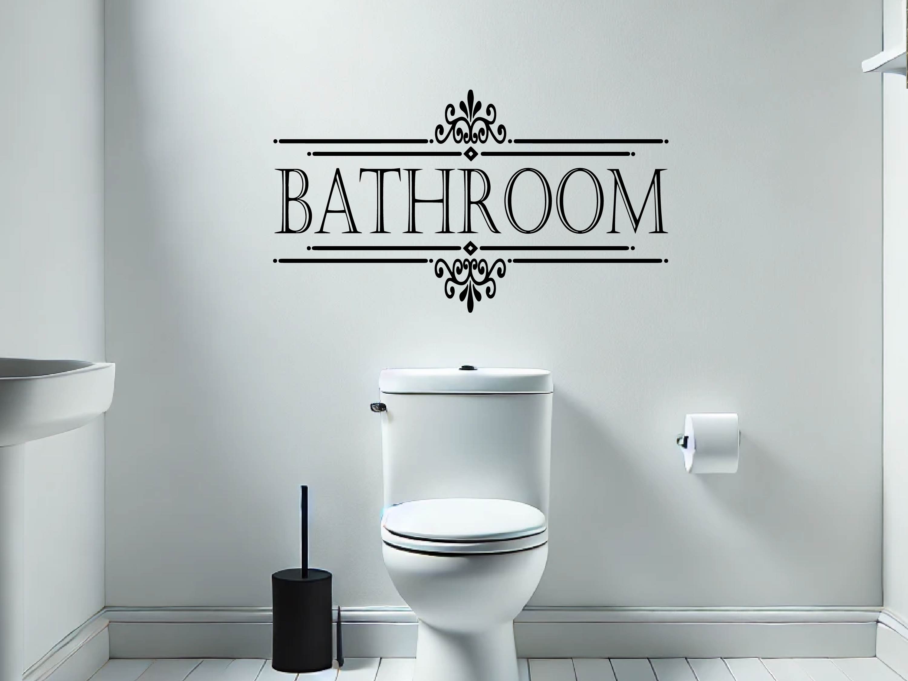 Bathroom Vinyl Wall Decal, modern bold font design for bathroom decor