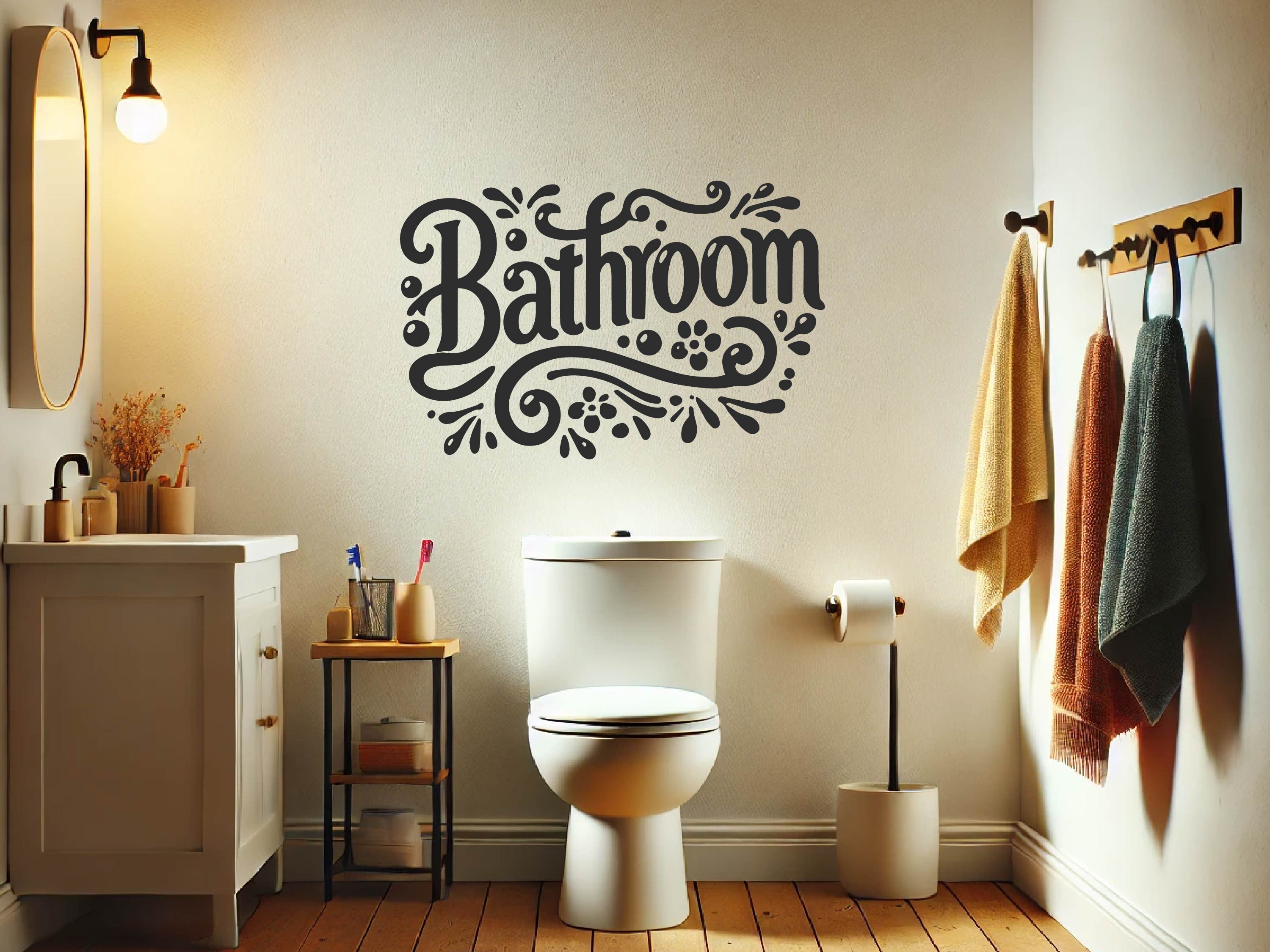 Bathroom Vinyl Wall Sticker, easy-to-apply wall art for tiles and walls