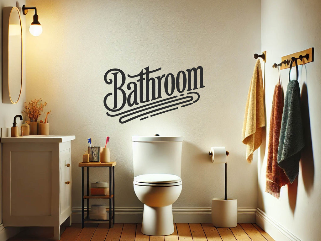 Vintage vinyl sticker on bathroom wall for a classic look