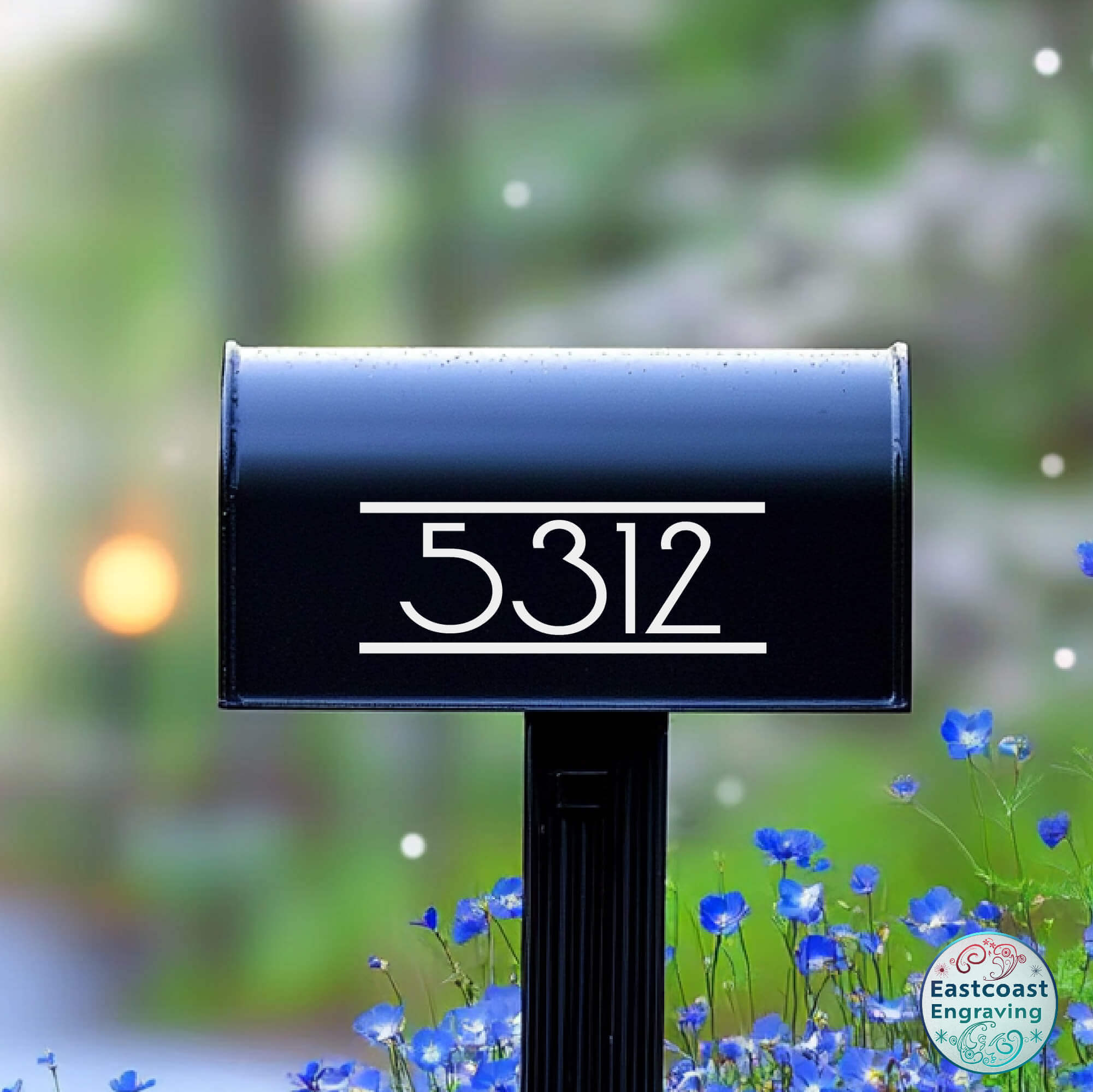 House address modern mailbox numbers in vibrant colors