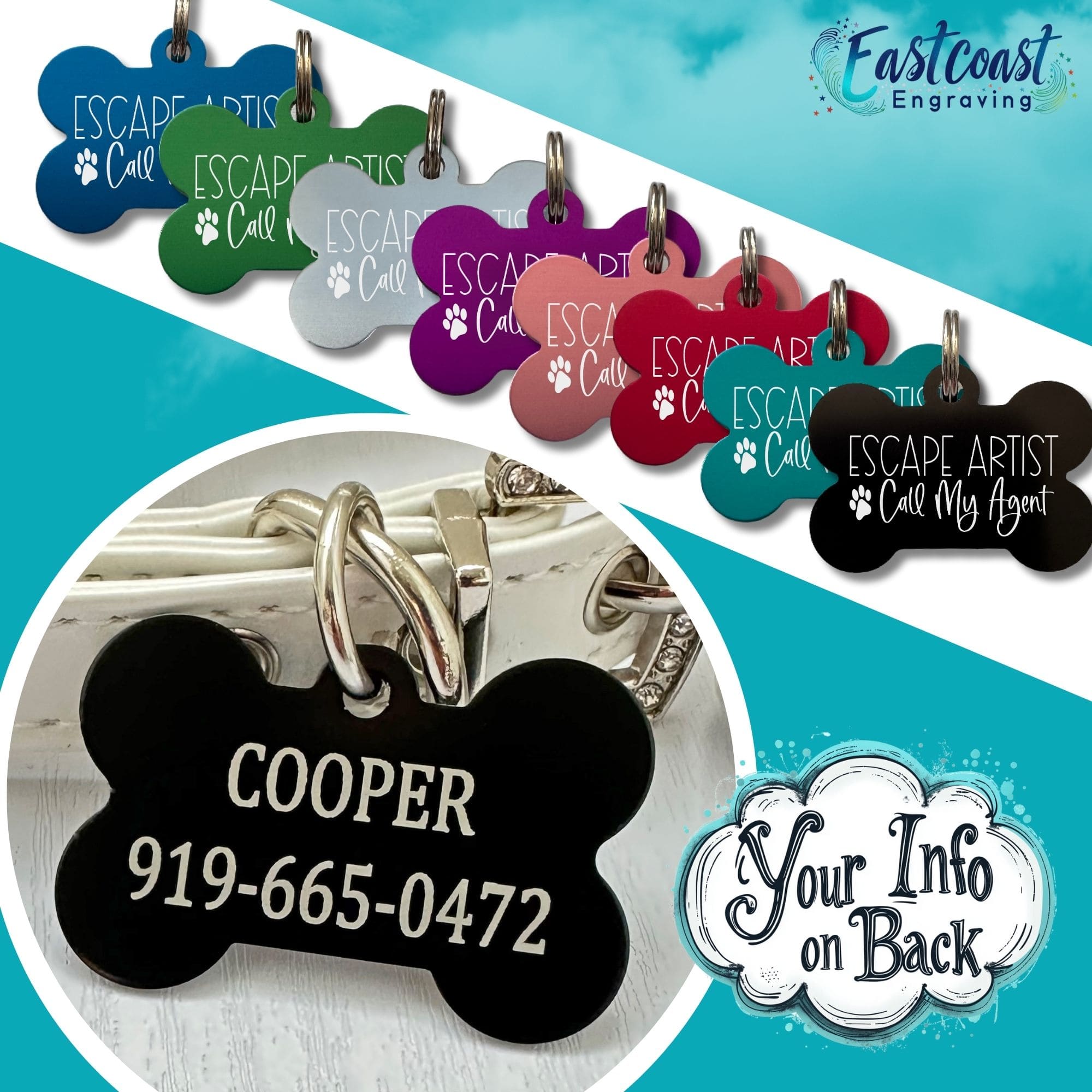 Funny Dog Name Tags Custom Engraved Pet ID Tags for Puppies Dogs