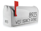 Custom mailbox decals for clear address visibility.