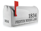 Custom mailbox decals for addresses and numbers.