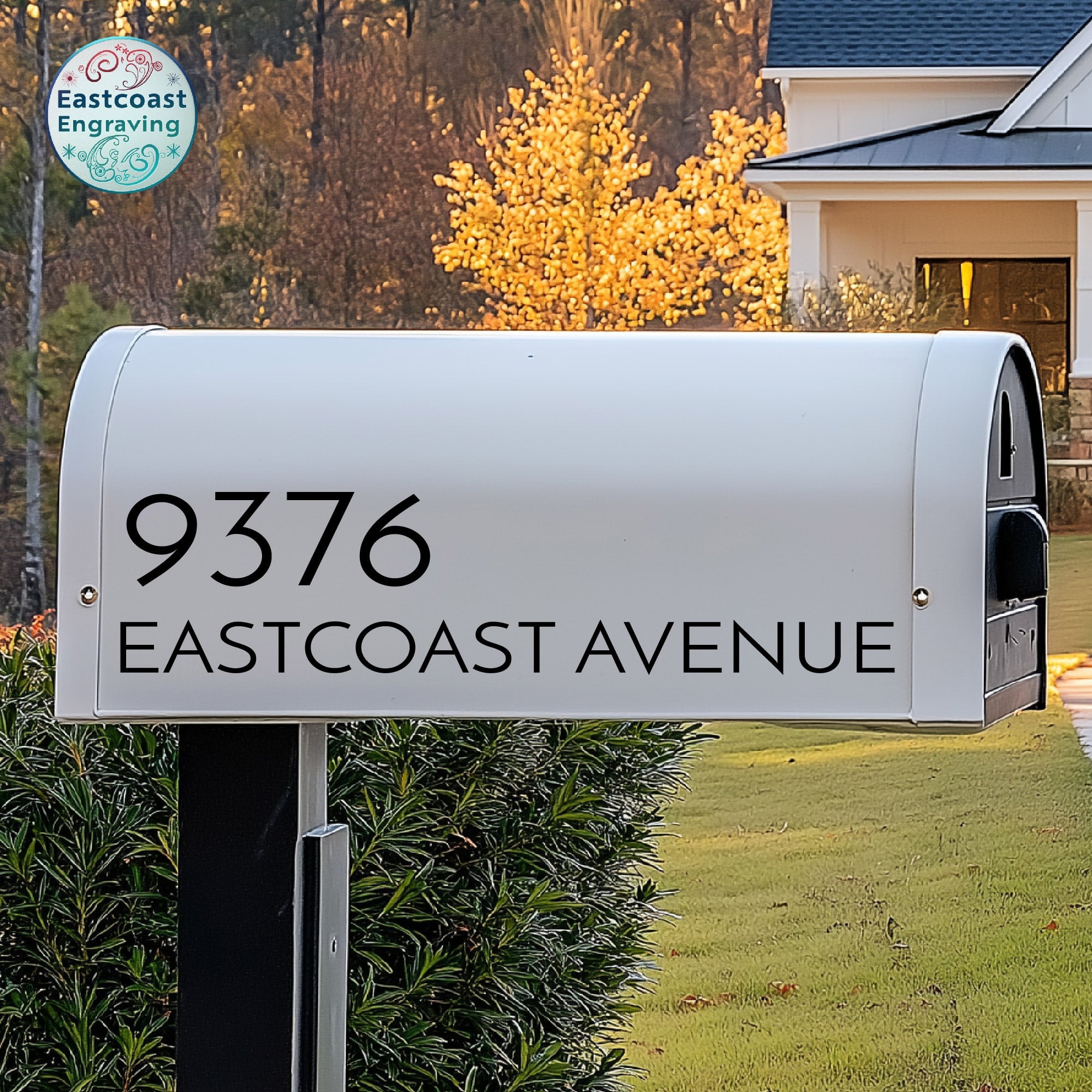 High-quality reflective address numbers shown in daytime conditions.