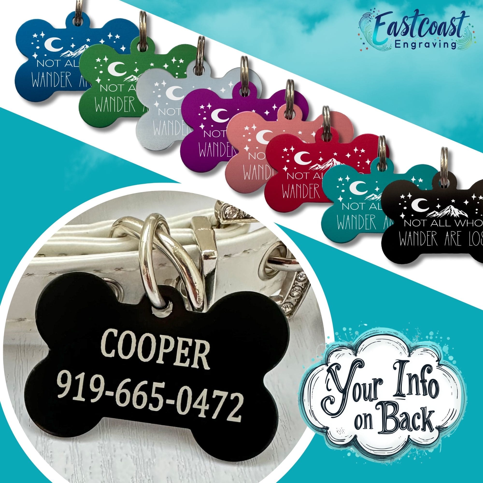 Personalized dog name tags best sale