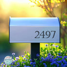 Vinyl peel and stick mailbox decals for house addresses