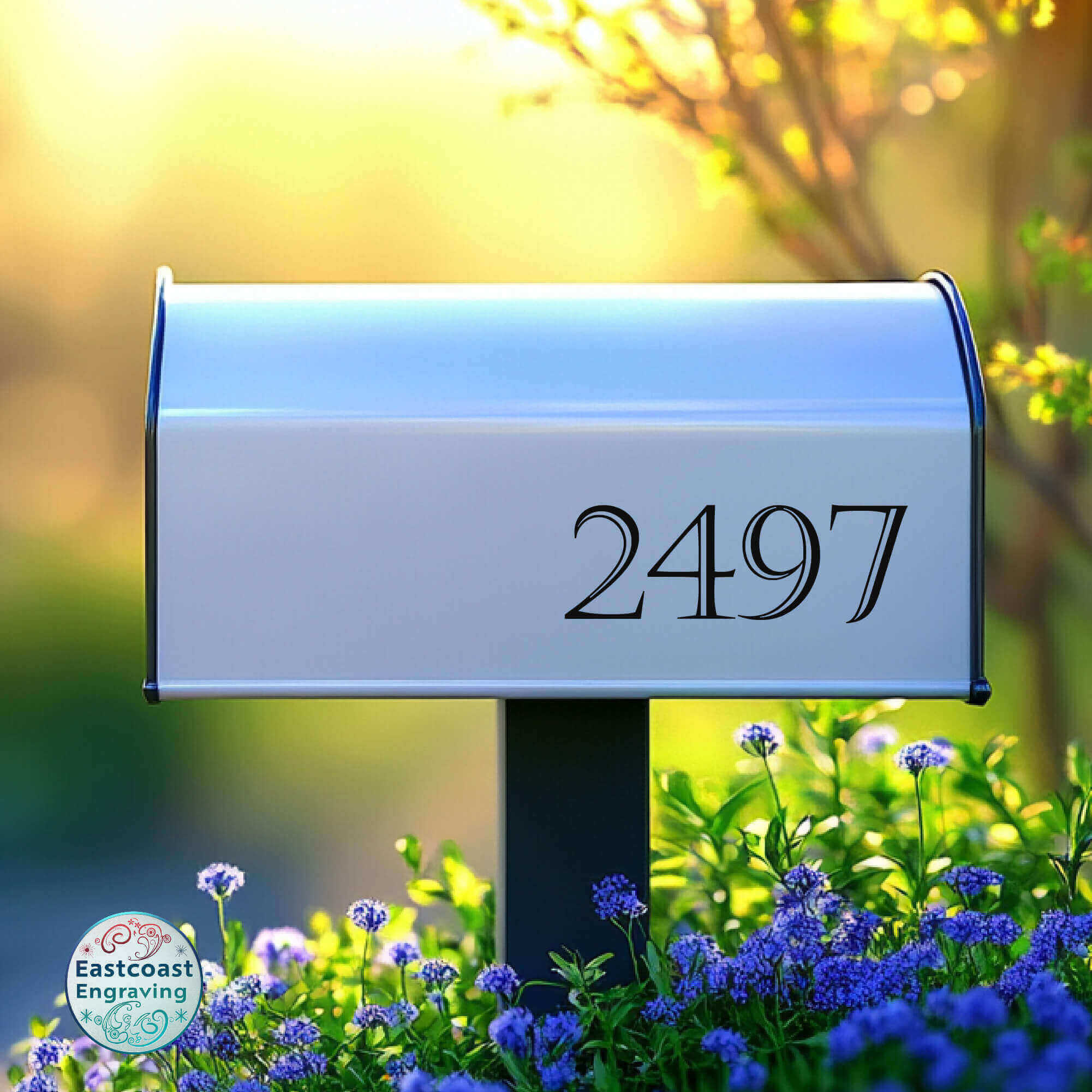 Vinyl peel and stick mailbox decals for house addresses