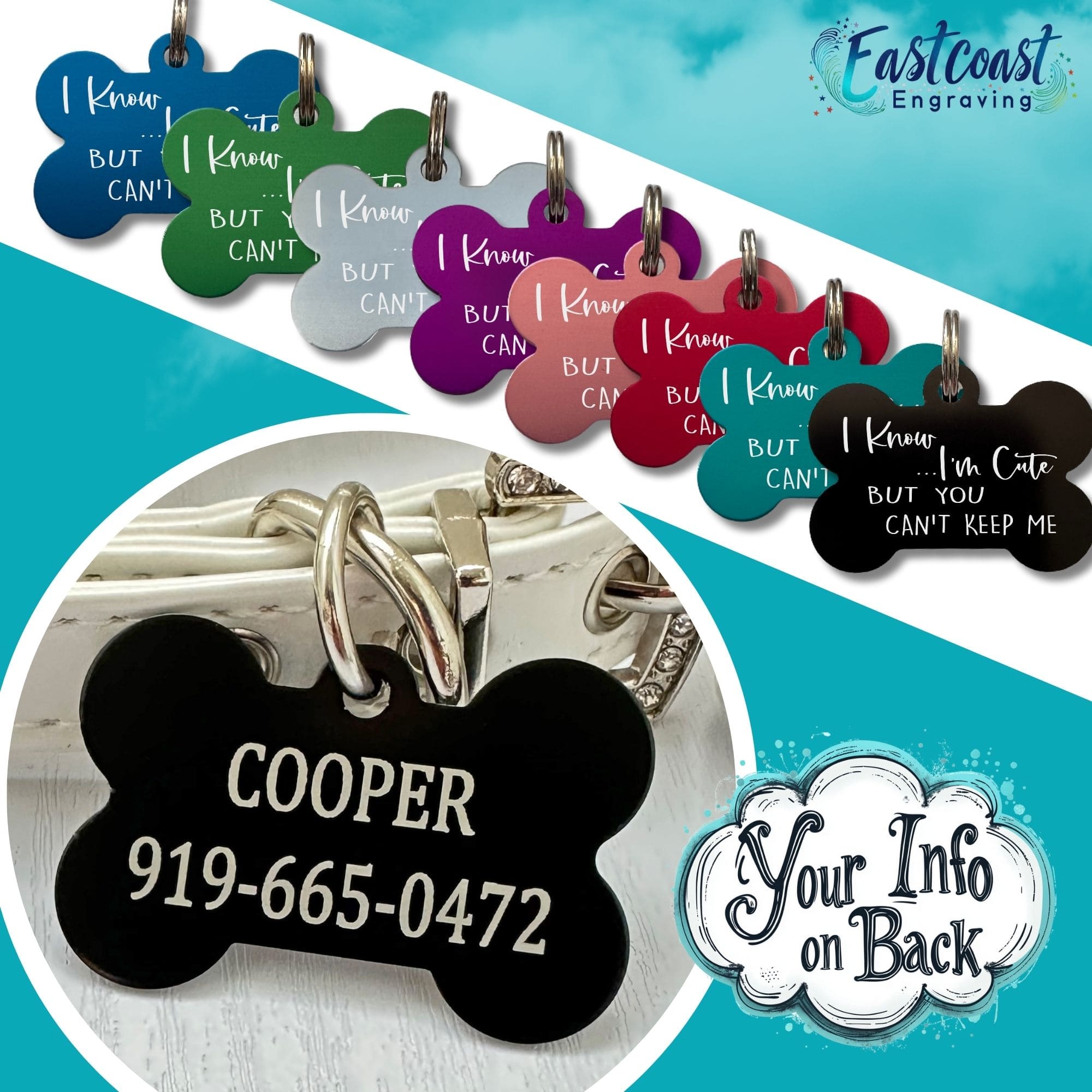 Funny Dog Name Tag Engraved Pet ID Tag Personalized for Dogs Eastcoast Engraving