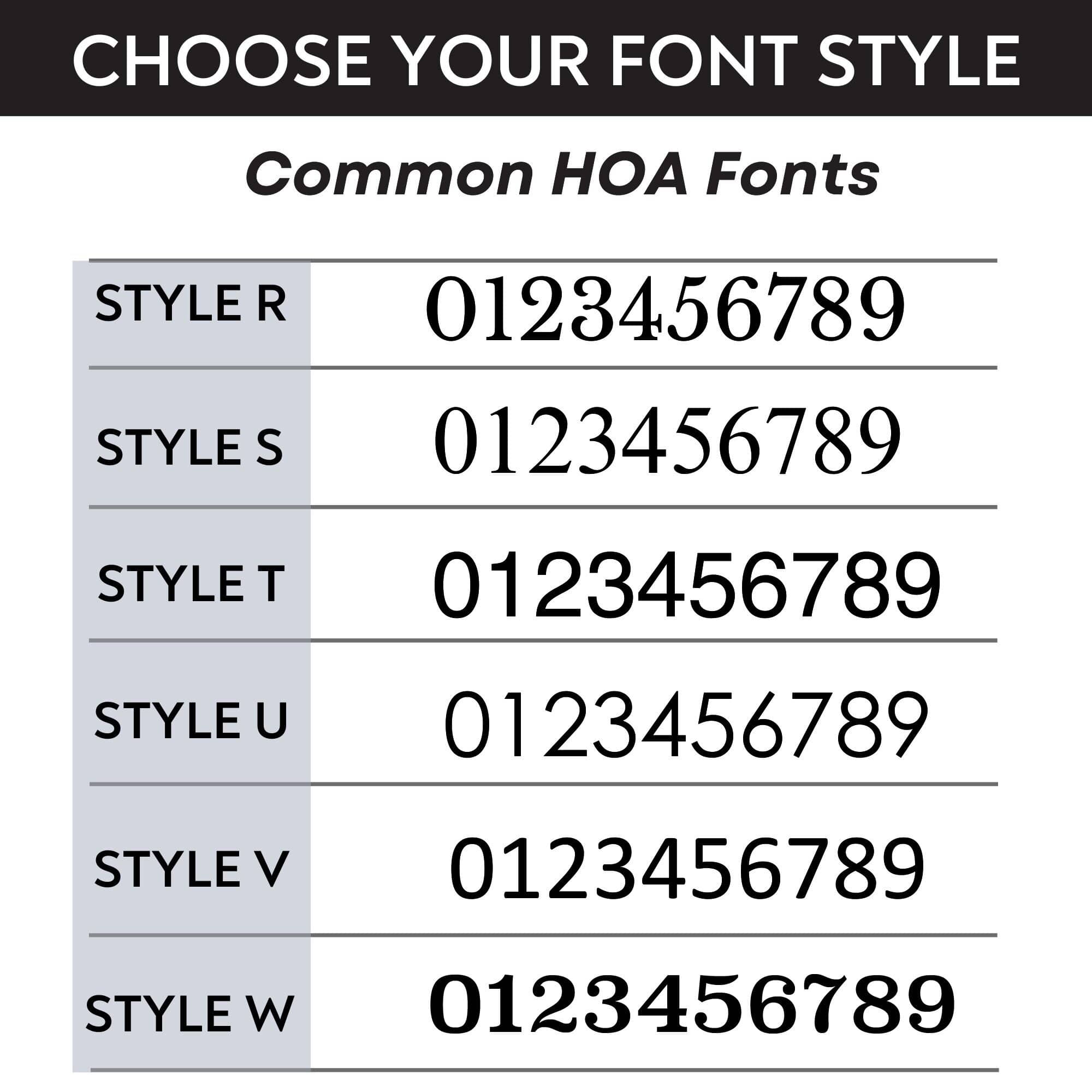 Common HOA-approved font styles for reflective mailbox numbers and stickers – Ideal for mailbox installers and community compliance.