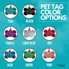 Humorous pet collar ID tag in multiple colors