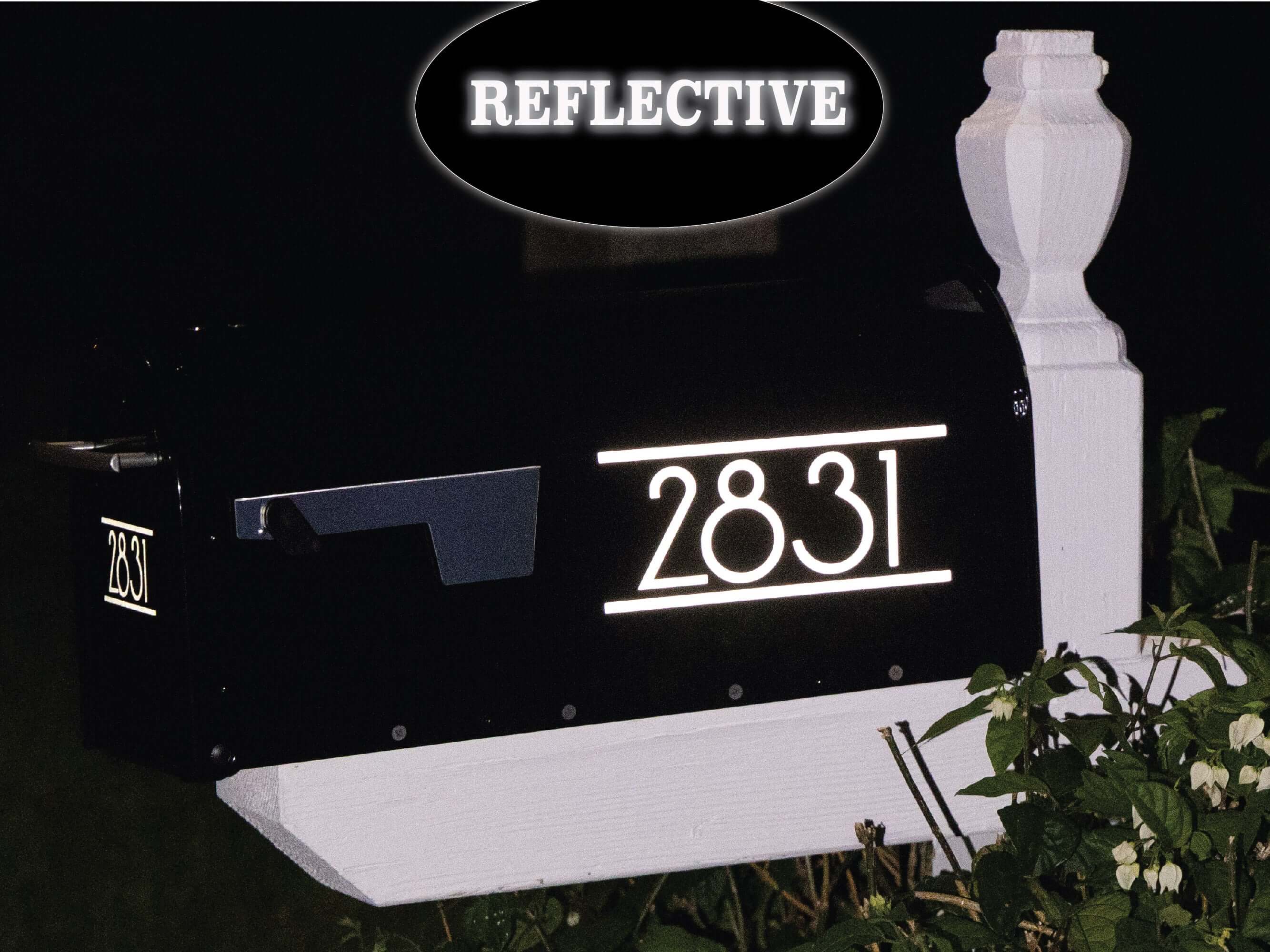 Modern Reflective Mailbox Decal in White by Eastcoast Engraving