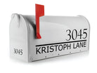 Custom mailbox lettering decal elegantly displayed on a residential mailbox