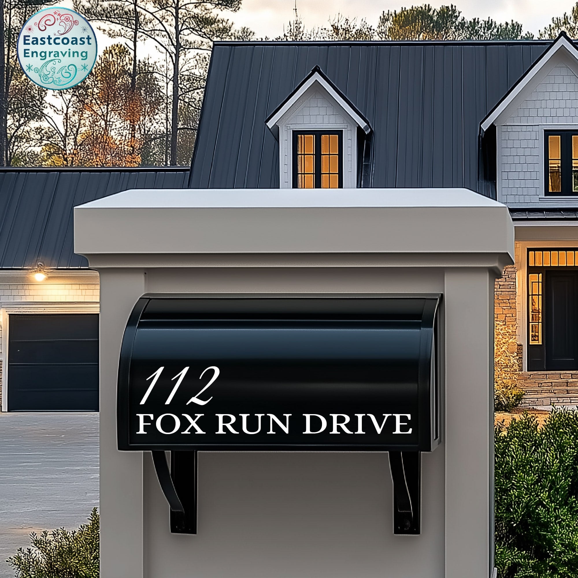 High-quality reflective vinyl lettering for mailbox street address display.