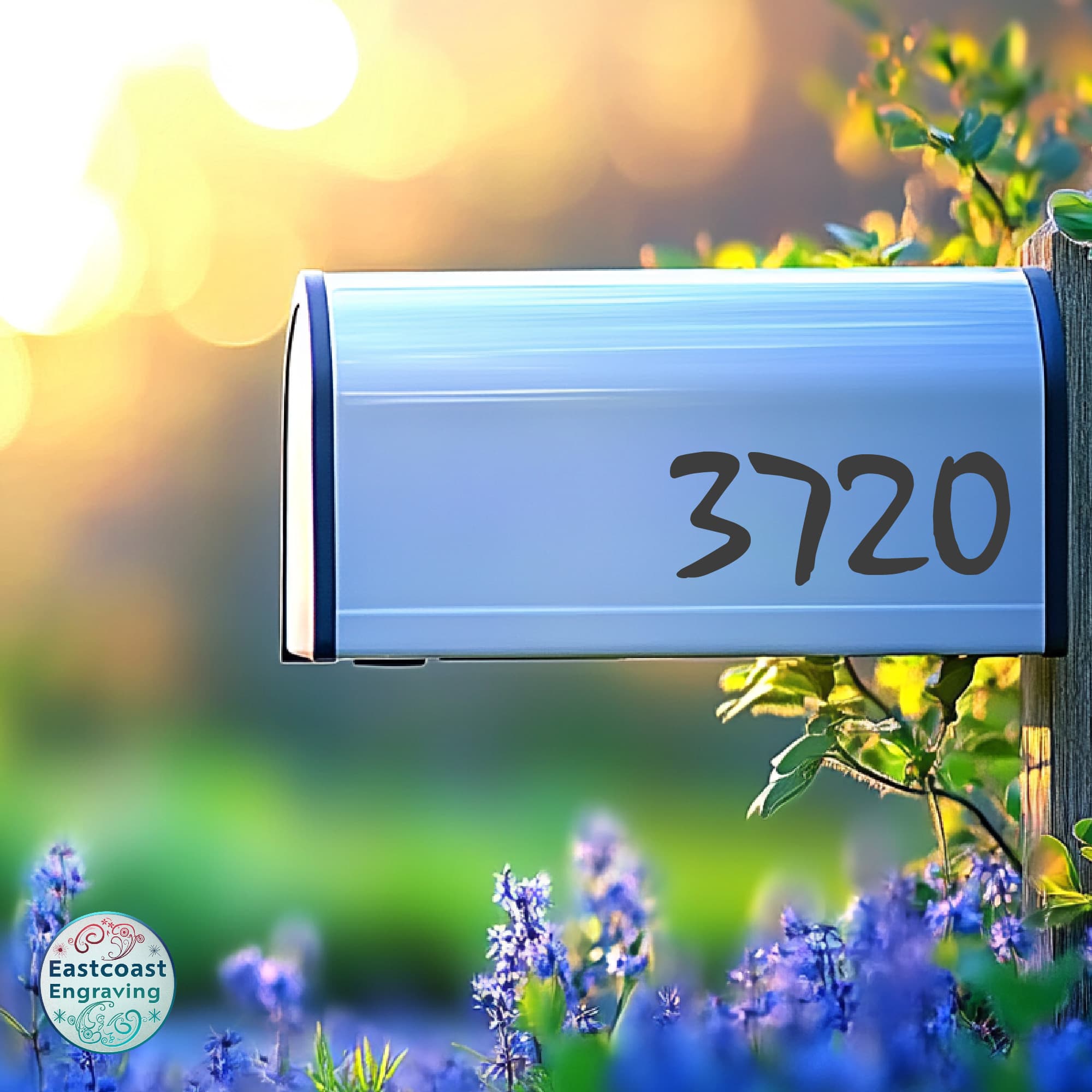 Modern customizable mailbox numbers for one or both sides of a mailbox