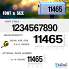 Peel-and-stick mailbox number decals with free practice decal