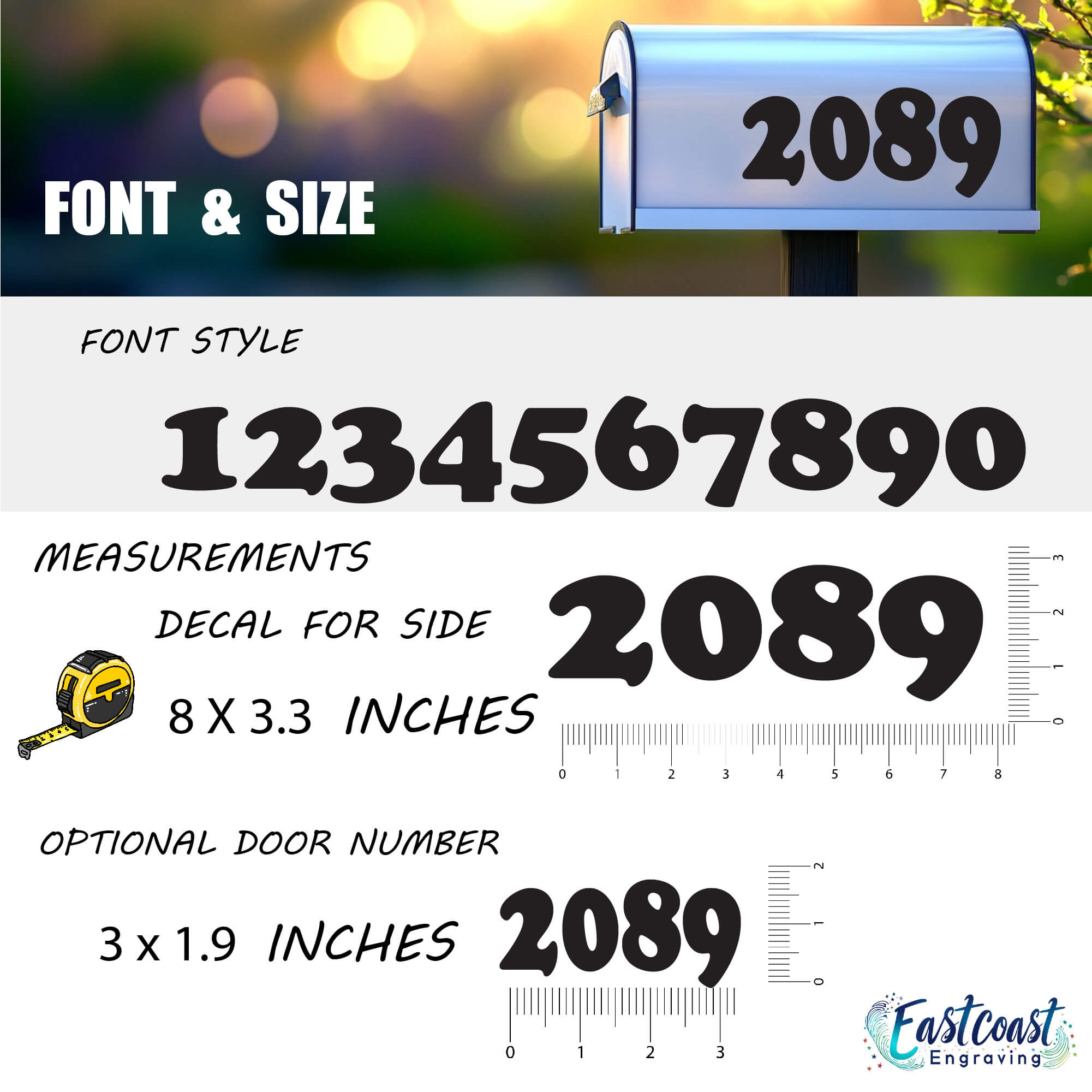 Custom bold mailbox numbers for modern design