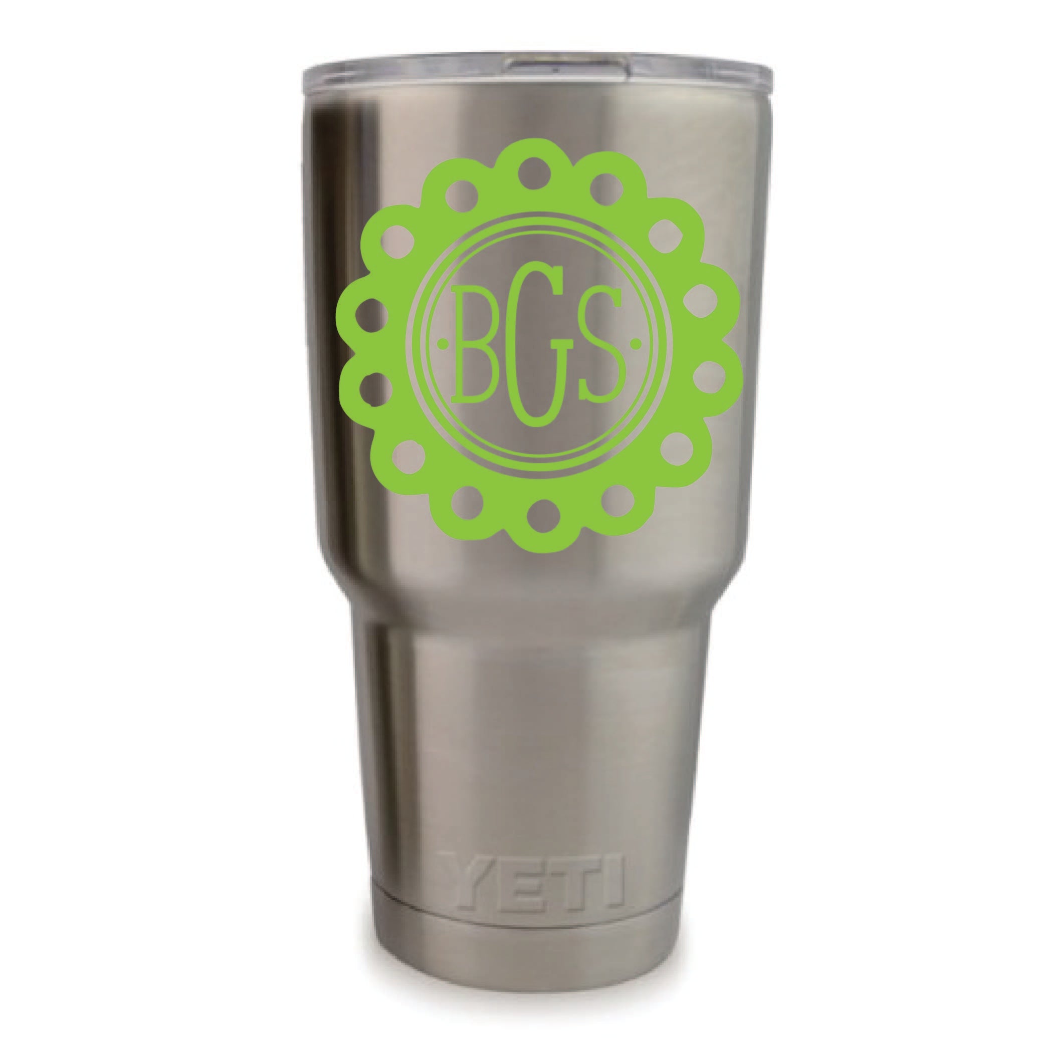 Circle Vinyl Monogram Decal, personalized with initials, 3.35 x 3.35 inch custom sticker for tumblers, cups, and laptops