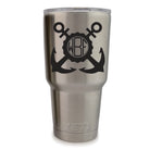 Double Anchor Vinyl Monogram Decal, 3.35 x 3.35 inch nautical custom sticker for tumblers, cups, and laptops in 20+ colors