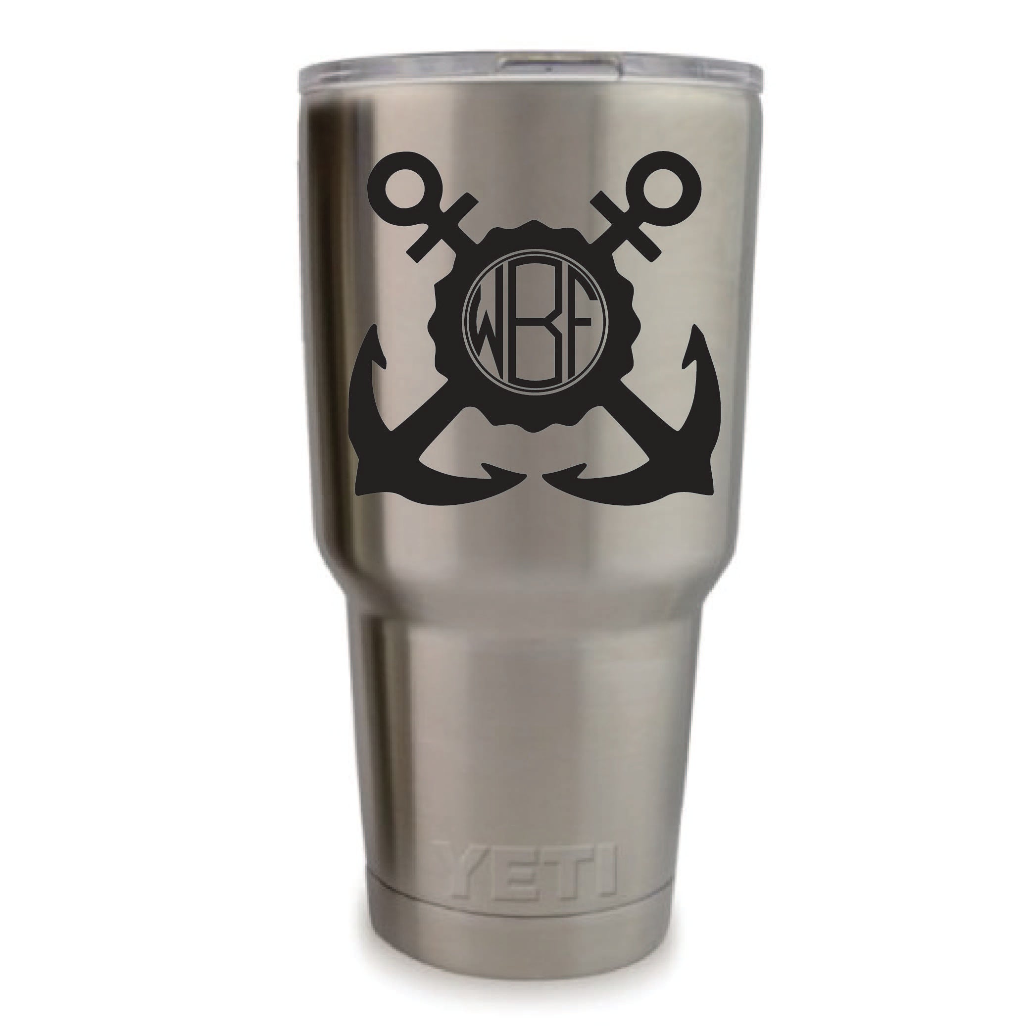 Double Anchor Vinyl Monogram Decal, 3.35 x 3.35 inch nautical custom sticker for tumblers, cups, and laptops in 20+ colors