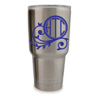 Filigree Monogram Vinyl Decal, 3.35 x 3.35 inch elegant personalized initials sticker for tumblers, cups, and laptops