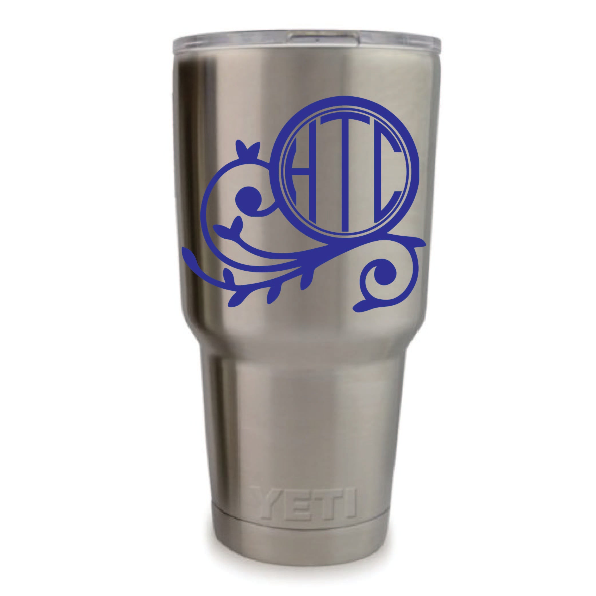 Filigree Monogram Vinyl Decal, 3.35 x 3.35 inch elegant personalized initials sticker for tumblers, cups, and laptops