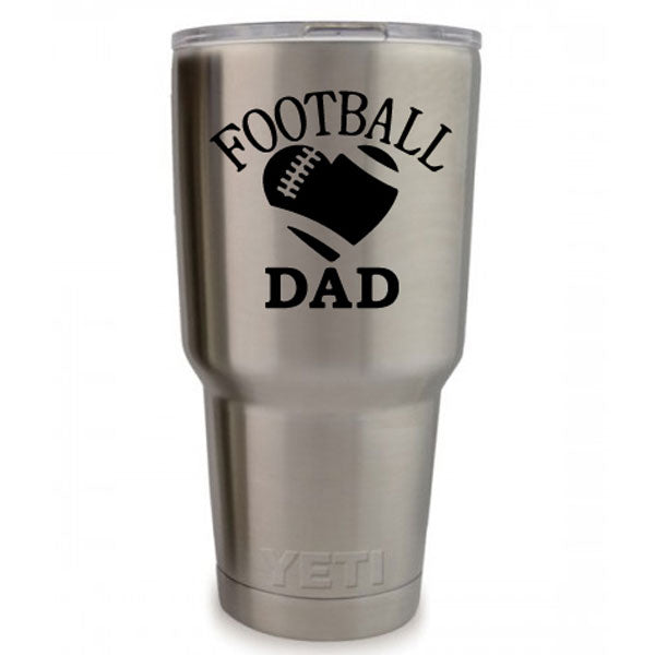 Football Dad Vinyl Decal, 3.35 x 3.35 inch custom sports sticker for tumblers, laptops, and mugs