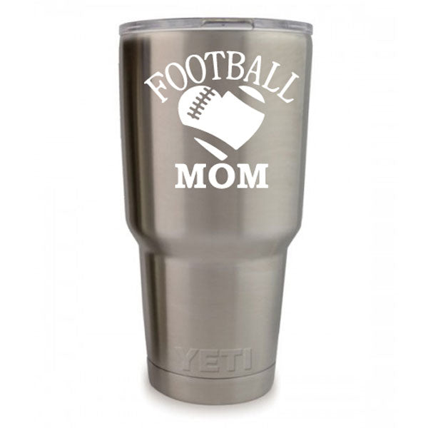 Football Mom Monogram Vinyl Decal, 3.35 x 3.35 inch personalized custom sports sticker for tumblers, mugs, and laptops