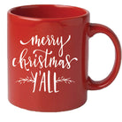 Merry Christmas Y'all Vinyl Decal, 3.35 x 3.35 inch festive red and green holiday sticker for tumblers and mugs