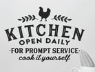 High-quality vinyl kitchen decal with Open Daily design - Eastcoast Engraving