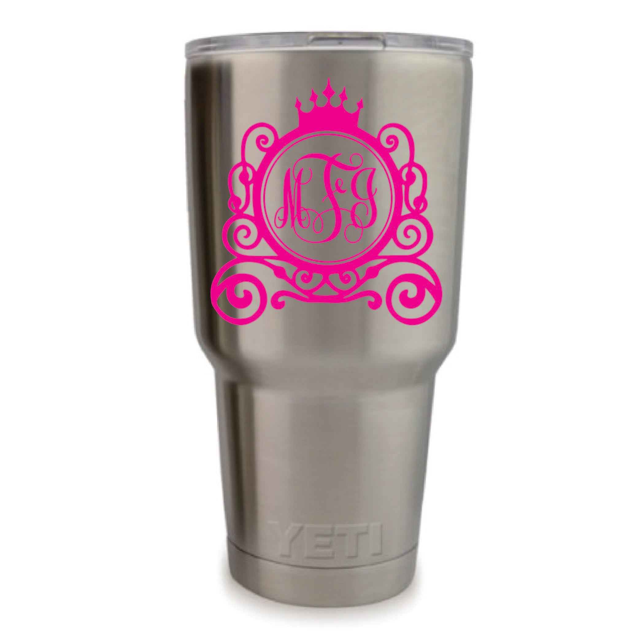 Princess Crown Vinyl Monogram Decal, 3.35 x 3.35 inch personalized royal sticker for tumblers, laptops, and mugs