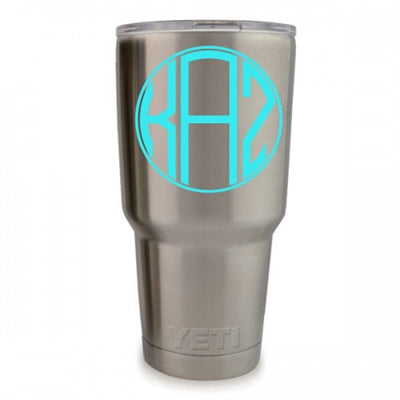 Regular Vinyl Monogram Decal, 3.35 x 3.35 inch personalized custom initials sticker for tumblers, laptops, and mugs