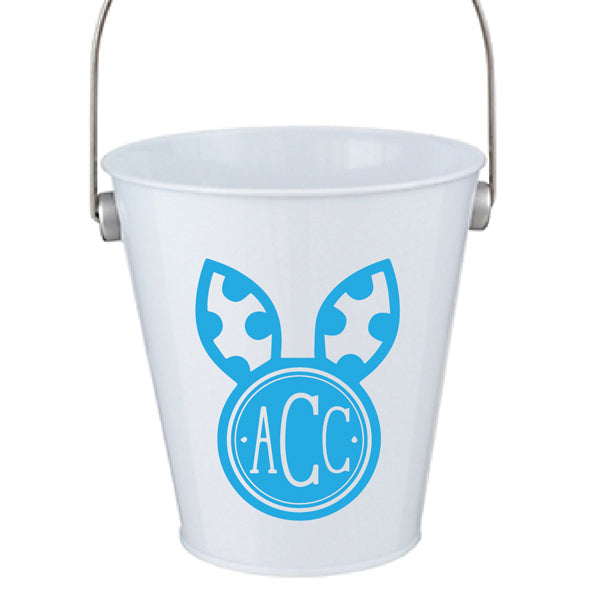 Spotted Bunny Ear Monogram Vinyl Decal, 3.35 x 3.35 inch playful custom sticker for tumblers, mugs, and laptops